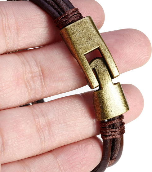Jstyle Mens Vintage Leather Wrist Band Brown Rope Bracelet Bangle...