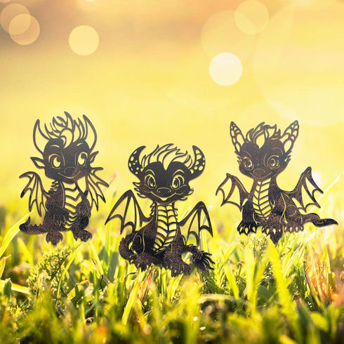 Baby Dragon Garden Stakes Decor, Metal Stake Plant Decorations for Pots, Decorative Garden Stakes, Lawn Art Dragons Garden Decorations, Baby Drago...