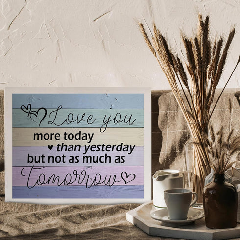 Posterizer 1 pcs-I Love You More Today- Rustic Love Message-Romantic Art-Typography Art-Gifts for Women-Living Room Bedroom Decor- UNFRAMED Wall A...