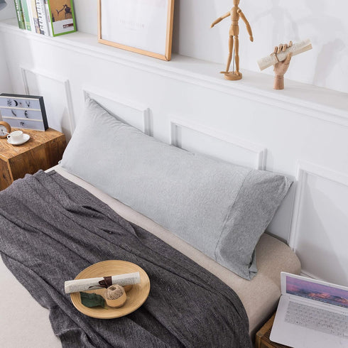 Jersey Knit Pillowcase. All Season, Soft, Cozy Cases. T-Shirt Jersey Cotton of one Pillow Case Set. Heather Cotton Jersey Case (Light Gray, Body S...