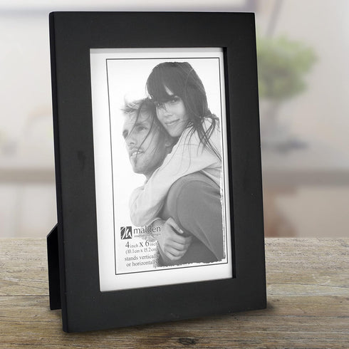 Malden 4x6 Picture Frame - Wide Real Wood Molding, Real Glass - Black...