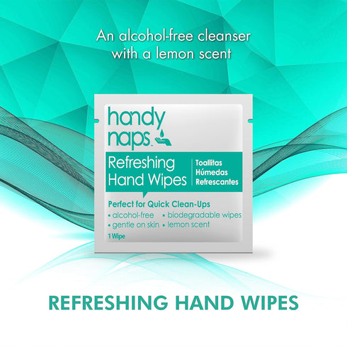Handynaps Alcohol-Free Hand Wipes With Fresh Lemon Scent, Gentle On The Skin - Box of 100 Individually Wrapped Wipes For Adults and Kids, Travel E...