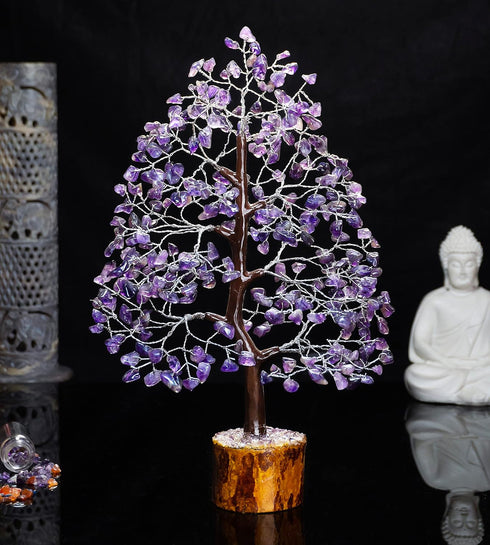 Crocon Amethyst Gemstone Tree Feng Shui Figurine Money Bonsai Good Luck Chakra Balancing Reiki Healing Crystals Decoration Ornament Sculpture Pros...