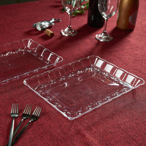 Plasticpro Plastic Serving Trays - Serving Platters Rectangle 9X13 Disposable Party Dish Includes 4 Trays...