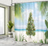 Ambesonne Christmas Shower Curtain, Tree Tinsel and Ornaments Tropical Island Sandy Beach Party Theme, Cloth Fabric Bathroom Decor Set with Hooks,...