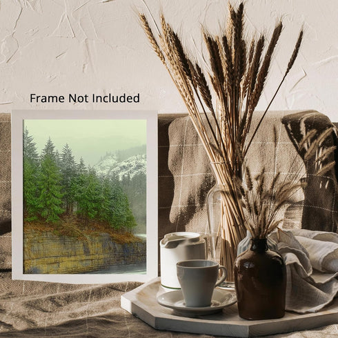 Posterizer 1 pcs-beautiful nature scene with evergreen trees and mountains 2-Landscape & Nature Art-Gift for Art Lovers-Decor for Home & Office- u...