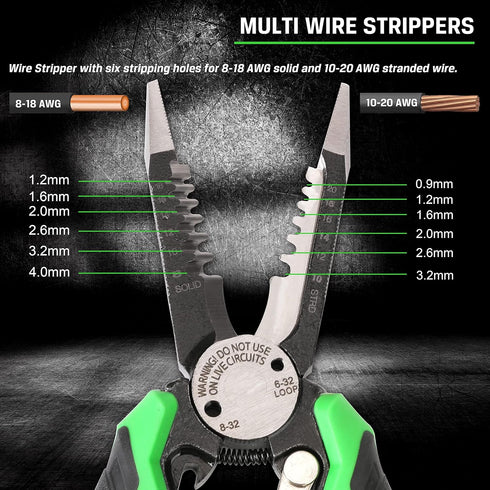 HURRICANE 6-in-1 Wire Stripper, Wire Cutter, Wire Strippers Tool, Wire Cutter Stripping Tools, Multipurpose Electrician Pliers, 8-inch, with Gift ...