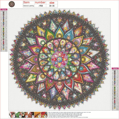 5D Mandala Diamond Painting Kits for Adults, DIY Diamond Art Full Drill Cross Stitch Embroidery Crafts, Mosaic Making, Home Decor (14 x 14 in) (C ...