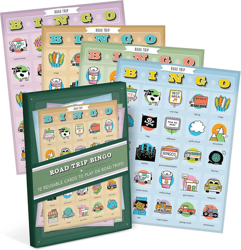 Knock Knock Roadtrip Bingo, 12 Reusable Cards for Road Trips...