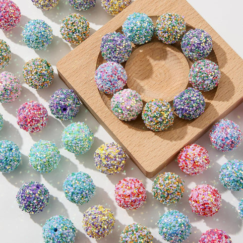 20mm Rhinestone Beads Shine Disco Ball Beads Easter Chunky Bubblegum Beads Crystal Round Beads for Pen Bag Chain Jewelry Making (Color-1)...