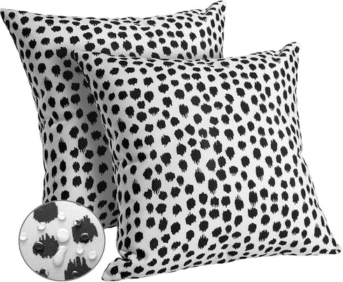 Outdoor Pillow Covers 20x20 Set of 2 Black Polka Dot Outdoor Waterproof Decorative Pillow Cases Summer Outdoor Sofa Bed Cushion Covers Home Decor ...