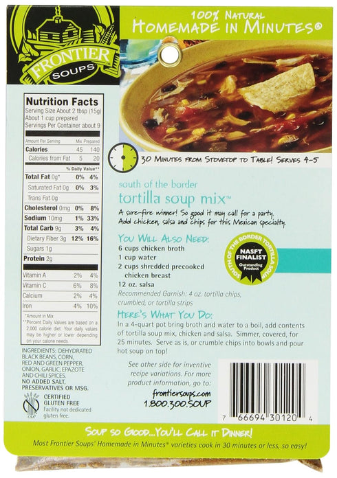 Frontier Soups Homemade In Minutes Soup Mix, South of The Border Tortilla, 4.5 oz...