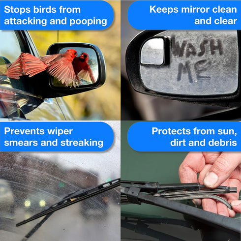 HELM - 2 Pack - Side Mirror Covers and Windshield Wiper Covers for Trucks Cars SUVs Vans. Protect from Ice Snow Frost Dew Rain Bird Poop. Side Cov...