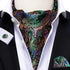 Hi-Tie Men's Cravat And Flower Lapel Pin Set Jacquard Silk Ascot Handkerchief Cufflinks For Wedding Party Daily Dress...
