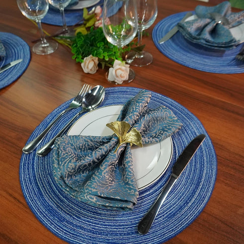 WAZAIGUR Red-A?Placemats,Round Placemats for Dining Table Set of 4 Woven Heat Resistant Non-Slip Kitchen Table Mats Diameter 14 inch(Blue)...