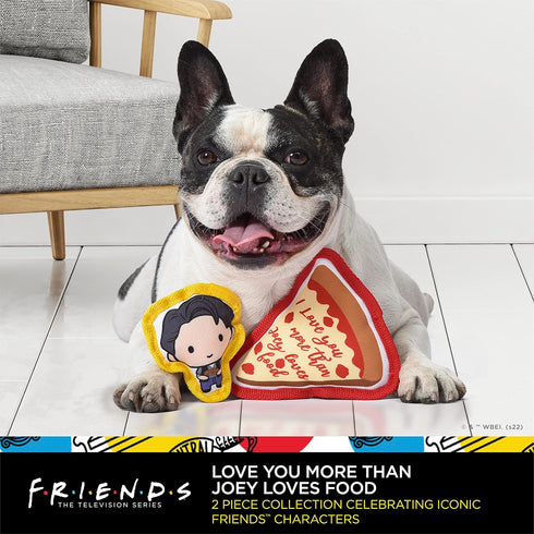 WB Friends: V-Day Love Food Canvas Squeaker Pet Toy - 2PC | Friends Joey & Pizza Dog Toy 2PC Canvas Squeakers| Friends “Better Together“ Toy for D...