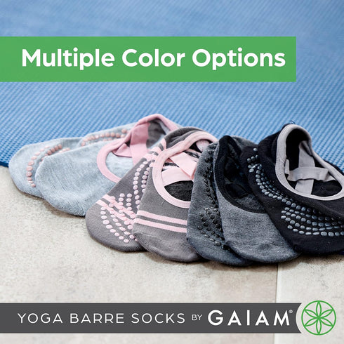 Gaiam Yoga Barre Socks - Non Slip Sticky Toe Grip Accessories for Women & Men...