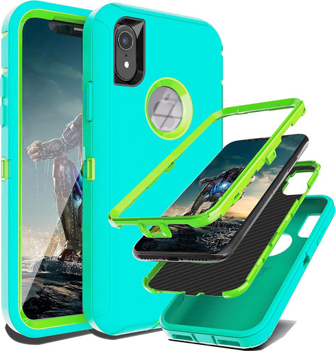 YmhxcY for iPhone XR Case Shockproof Dropproof Dust-Proof Drop Proof 3-Layer Durable Phone Case Heavy Duty Protection Phone Case Cover for Apple i...