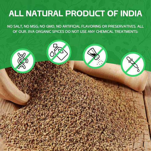Jiva Organics Organic Ajwain Seeds 7 ounce Bag - Whole Carom Seed, Ajamo, 100% Natural & Non-GMO...