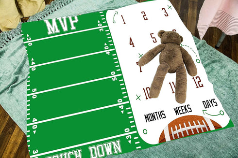 Baby Age Blanket, Personalized Holiday Blanket for Newborn Baby Shower, Rugby Photography Background Prop for Neutral Newborn Baby, Baby Boy and G...