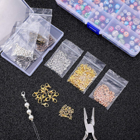 Hicarer 800 Pieces Crimp Bead Covers 3mm Multicolor Half Round Open Crimp Beads Covers for DIY Jewelry Makings Jump Rings...