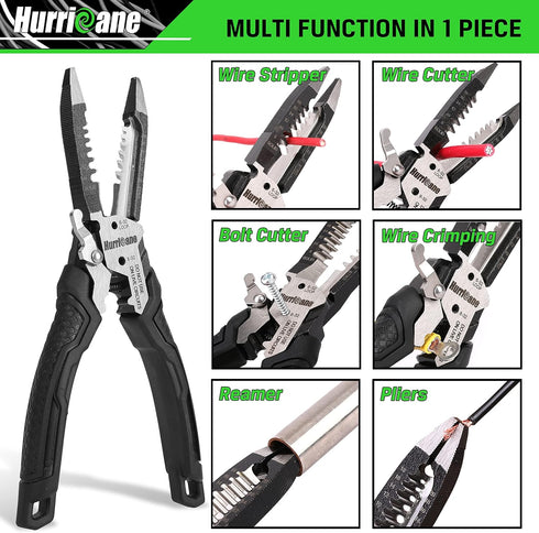 HURRICANE 6-in-1 Wire Stripper Tool, Wire Strippers, Crimping Tool, Wire Cutter Stripping Tool, Multifunctional Electrical Pliers for Cable Stripp...