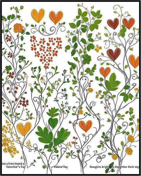 Posterizer 1 pcs-Cute Valentine's day hearts and plants themed card design-Romantic Art-Holiday Poster Collection-Gift for Couples boyfriend girlf...