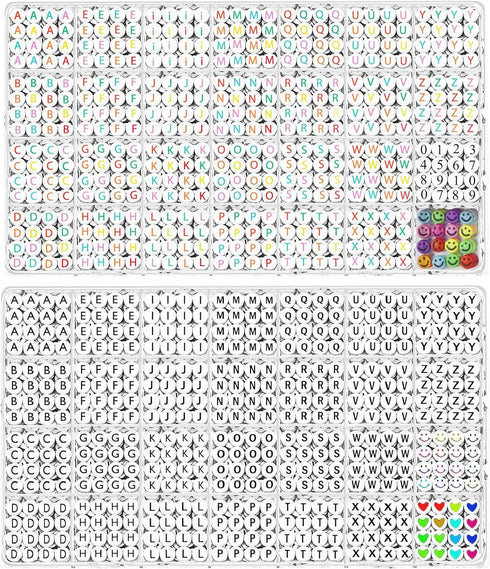 YMSDZHL 2Box 2500Pcs+ Alphabet Letter Beads, 4x7 mm A-Z and Smile, Heart, Figure,Acrylic Beads, Beads for Jewelry Making, Beads for Bracelet Makin...