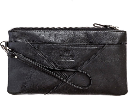 Genuine Leather Wristlet, Super Soft Zipper Clutch Carry All for Women...