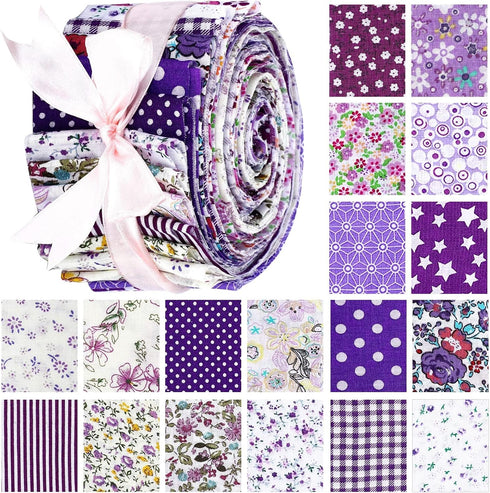 Kingdder 70 Pcs Floral Cotton Fabric Patchwork Roll 2.55 x 39.4 Inch Cotton Quilting Fabric Roll up Cotton Fabric Quilting Strips Precut Patchwork...