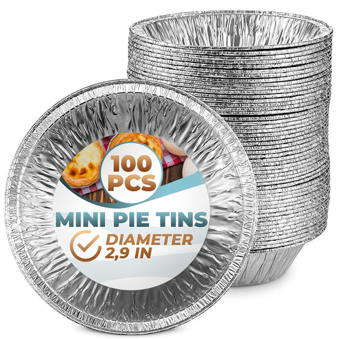LEGLO 100 Pcs Disposable Egg Tart Tins - 2.9" Aluminum Mini Pie Tins, Quality and Durable Material, Easy to Use and Oven Safe, Moisture and Odor R...