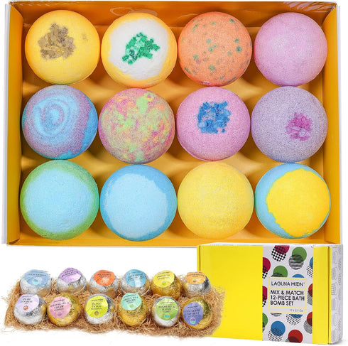 Bath Bombs Gift Set - Extra Large 12 Pack Handmade Natural Bath Bombs with Essential Oils, Sea Salt, Shea Butter, Coconut Oil - Perfect Birthday, ...
