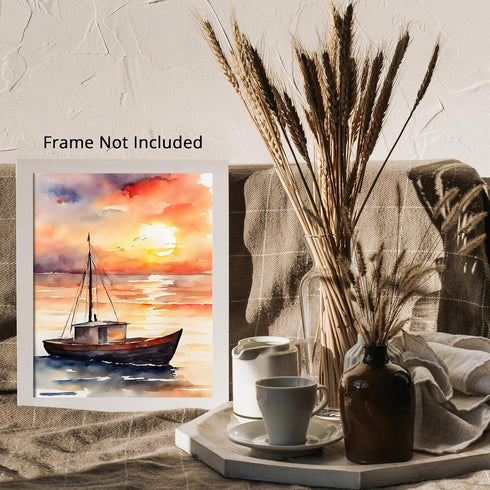 Posterizer 1 pcs- sea and beach themed oil painting style print 11-Landscape & Nature Art-Floral Botanical Art- Decor for Home & Office- unframed ...