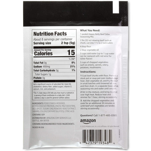 Amazon Brand - Happy Belly Beef Stew Seasoning Mix, vegetarian, 1.5 ounce (Pack of 12)...