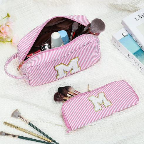 Birthday Gifts for Women - Personalized Gifts Idea for Women Her Mom Best Friend Sister Teacher Bridesmaid, Monogram Initial Pink Makeup Bag Cute ...