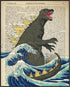 Posterizer 1 pcs-Godzilla Dictionary Poster-Great Wave Off Kanagawa-Abstract & Modern Art-Retro Art-Gift for movie lovers-Gift for Art Lovers- unf...