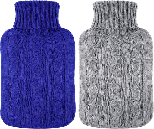 2 Pieces Hot Water Bottle Cover Soft Cover Only Knitted Hot Water Bottle Sweater for Hot Compress and Cold Therapy, Ideal for Menstrual Cramps, Ne...