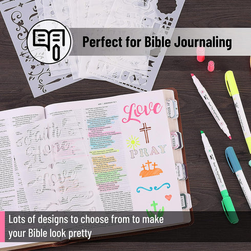 Mr. Pen- Bible Journaling Stencil, 4.2 x 7 Inch, 14 Sheets, Stencil Set, Journal Stencils, Planner Stencils, Plastic Stencils, Stencils for Journa...