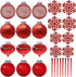 SLEETLY 28pk Red Ornaments for Christmas Tree Holiday Xmas Decorations, Shatterproof Plastic 3.15 Balls, Icicles and Snowflakes...
