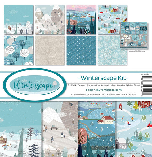 Reminisce Winterscape Scrapbook Collection Kit Paper Crafts, Multi Color Palette, 12x12 inches...