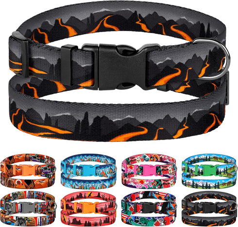 Nature Dog Collar Travel Pattern Adjustable Nylon Pet Collars for Small Medium Large Dogs Puppy Designer Print (Hawaii, Neck Fit 10"-13")...