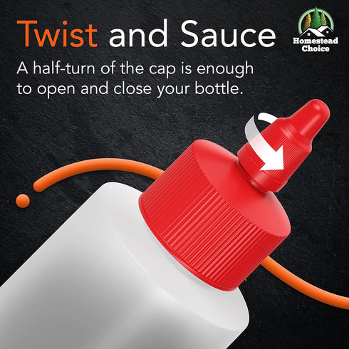 6-pack Plastic Squeeze Bottles for Sauces - 16oz Condiment Squeeze Bottles for Liquids - BPA Free Squirt Bottle with Twist Cap - Ketchup, Syrup, O...