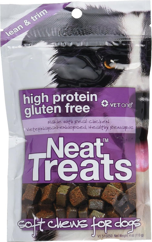 Vet One Neat Treats Soft Chews for Dogs - Veterinarian Formulated High Protein & Gluten Free Training Treat - Real Chicken - 4 oz...