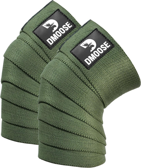 DMoose Fitness Knee Wraps for Weightlifting (Pair) – 78” Gym Brace Straps for Joint Stability & Pain Relief - Perfect for Squats & Working Out - U...
