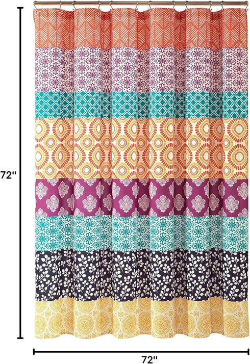 Lush Decor Bohemian Stripe Shower Curtain, 72" W x 72" L, Fuchsia & Orange - Bathroom Curtain - Striped Shower Curtain - Boho Decor - Fabric Showe...