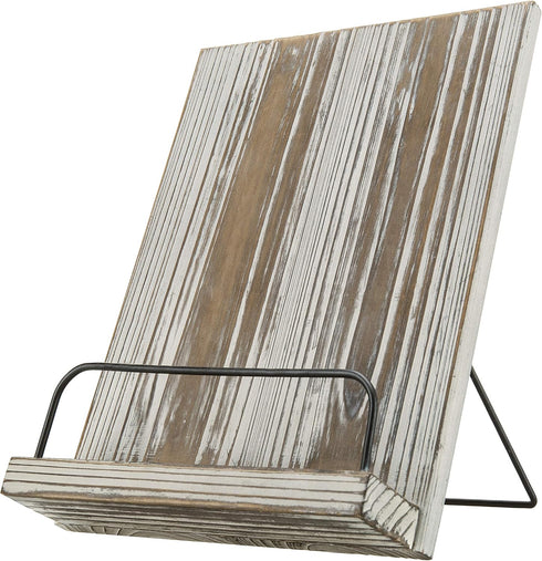 MyGift Torched Wood Cookbook Stand - Recipe Binder Reading Book Display and iPad Tablet Easel with Metal Page Holder and Kickstand...