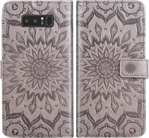 Phone Case for Samsung Galaxy Note 8 Wallet Cases with Tempered Glass Screen Protector Leather Slim Flip Cover Card Holder Stand Cell Accessories ...