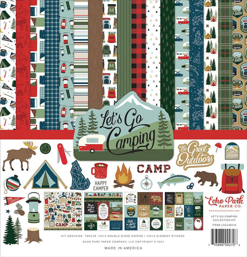 Echo Park Paper Company Let's Go Camping Collection Kit Paper, Multi, 12-x-12-Inch...