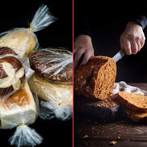 Bread Bags with Ties, Reusable, Clear Bags and Ties, Bread Bag For Homemade Bread And Bakery Loaf Adjustable Reusable (50)...