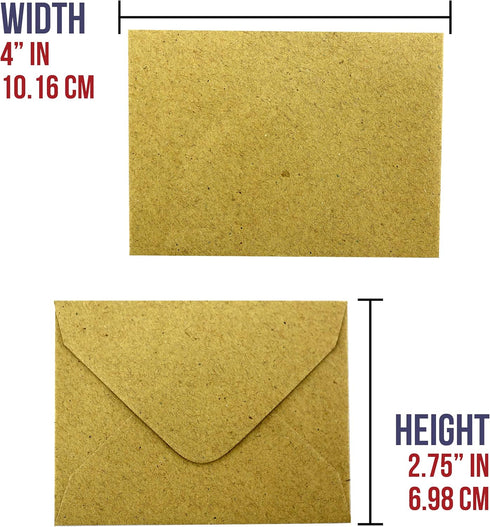 Iconikal Kraft Mini Special Occasion Envelopes, 4 x 2.75 inches, 100-Count...